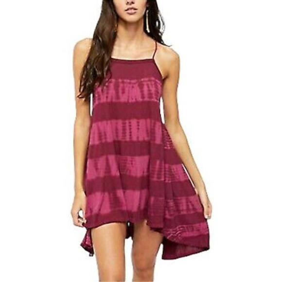 NWT Free People We The Free Tie Dye Seashell Tunic Dress Wine Combo Size XS